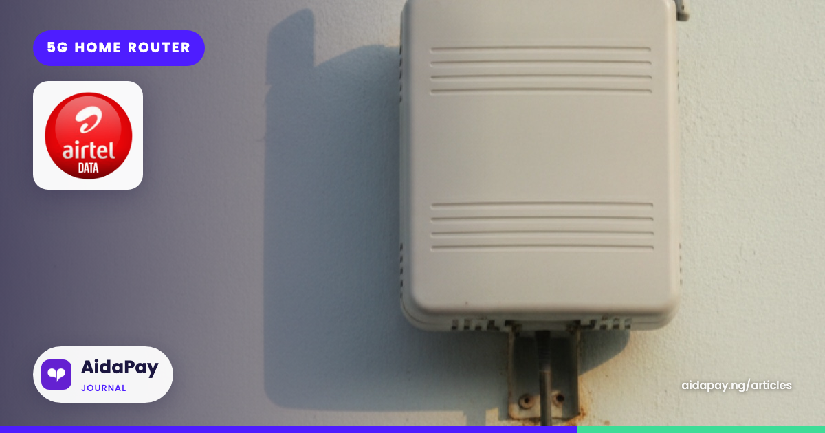Weatherproof outdoor 5G router mounted on a house wall with a cable running indoors