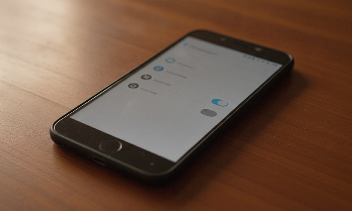 Close-up of a smartphone screen showing a generic mobile data settings menu with toggle switches and no readable text.